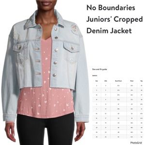 No Boundaries XXXL plus size juniors cropped blue denim jacket NWT